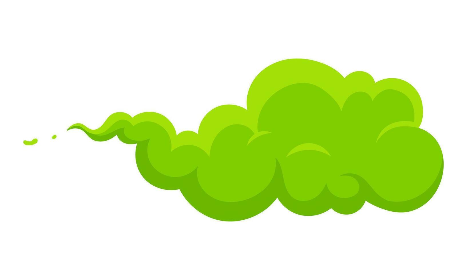 Smelling green cartoon smoke or fart clouds flat style design vector illustration.