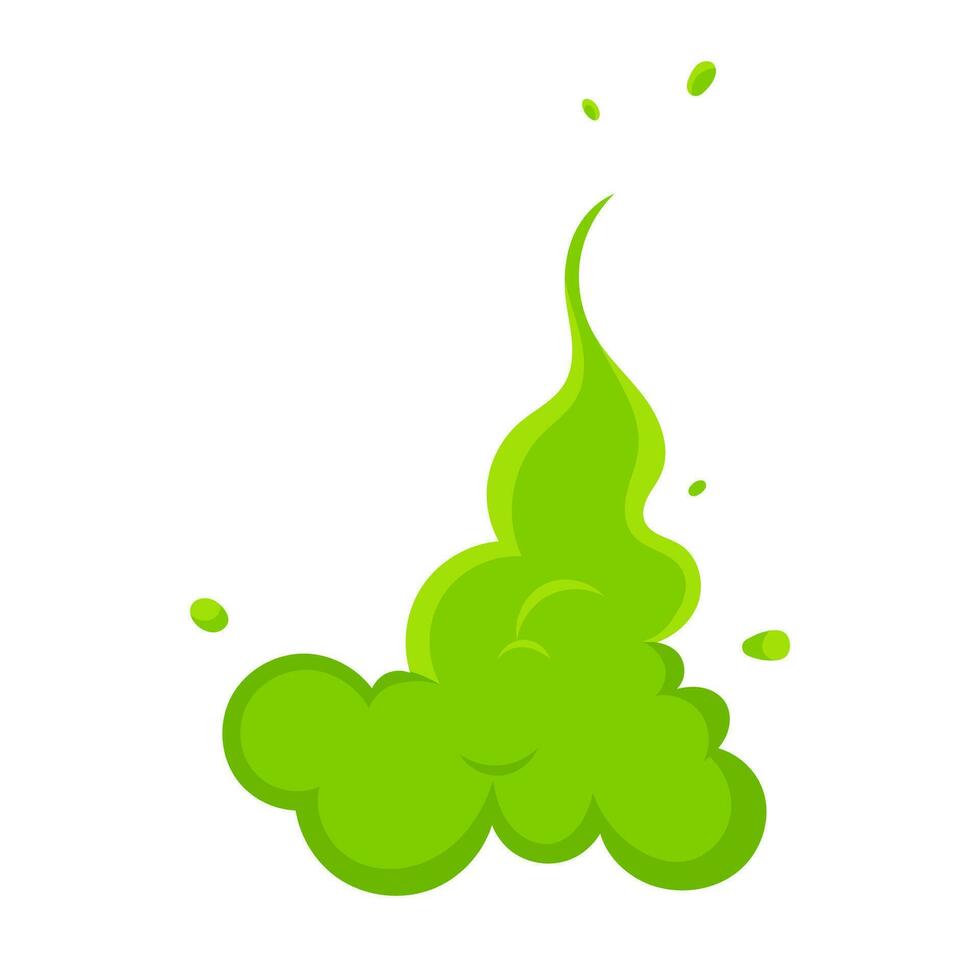 Smelling green cartoon smoke or fart clouds flat style design vector illustration.