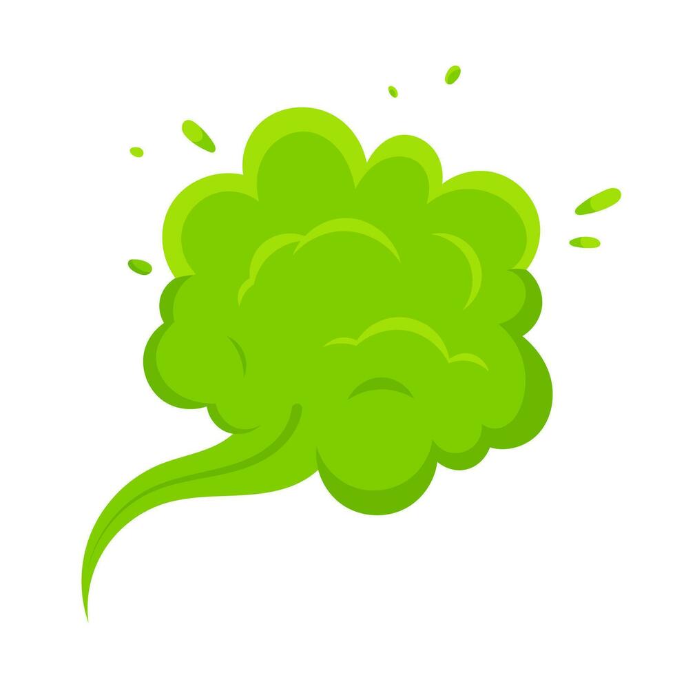 Smelling green cartoon smoke or fart clouds flat style design vector illustration.