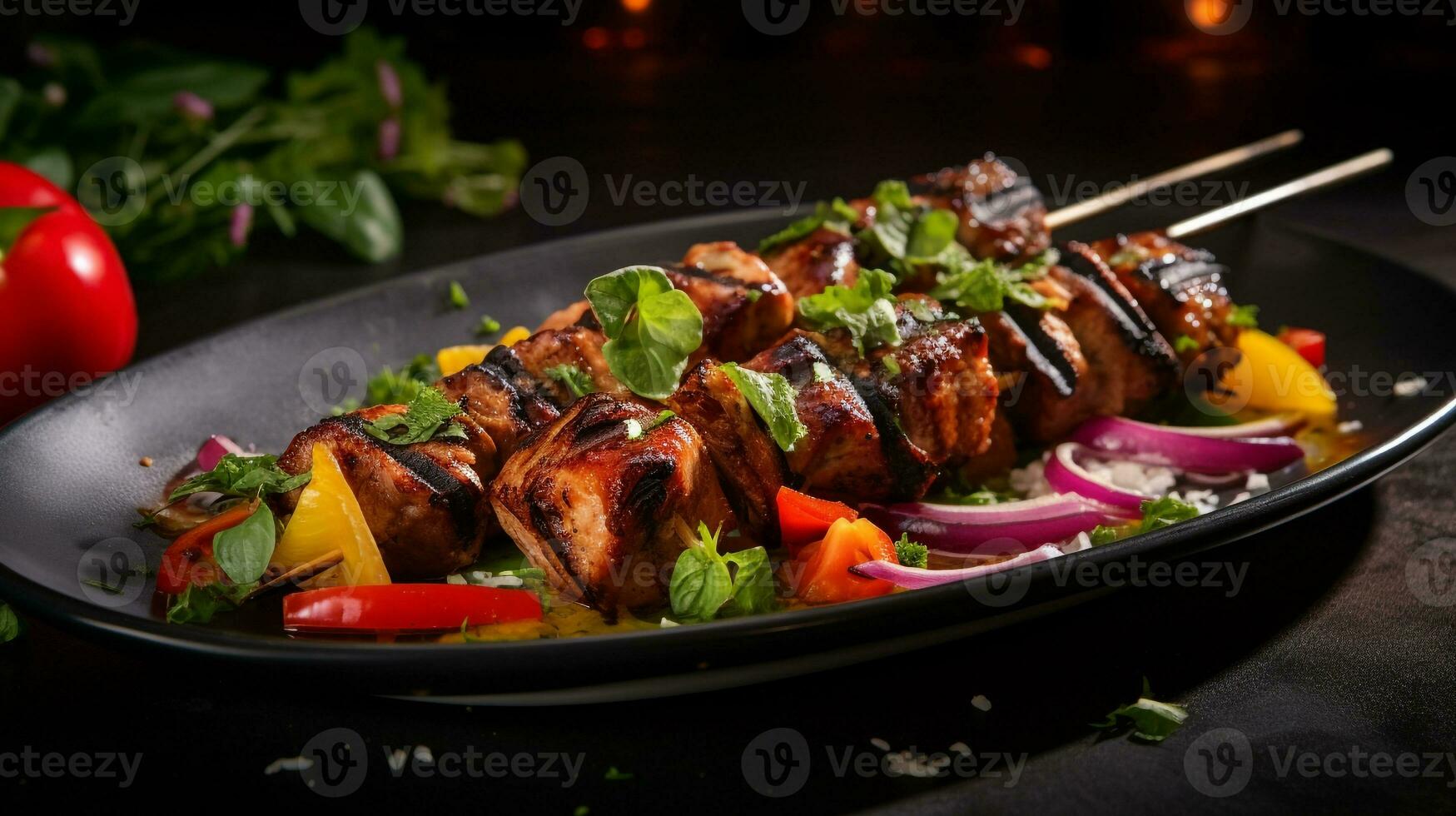 Photo of Shish Tawook as a dish in a high-end restaurant. Generative AI ...