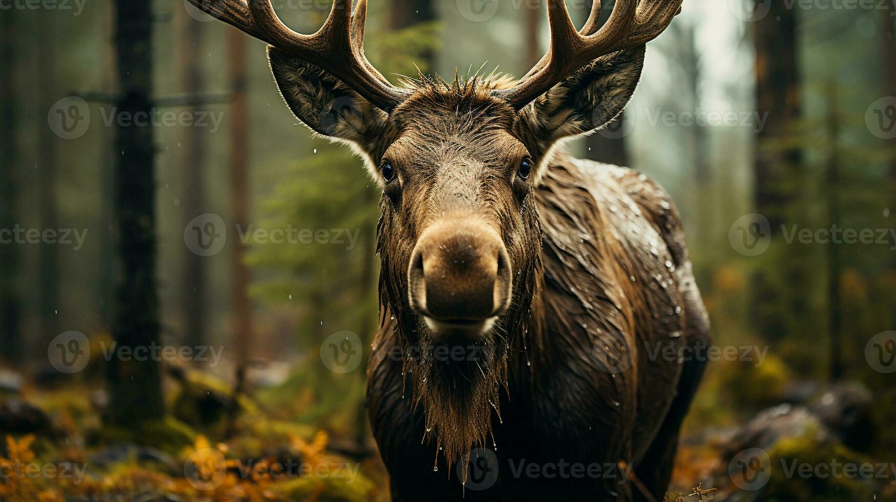 Close-up photo of a Moose looking any direction. Generative AI