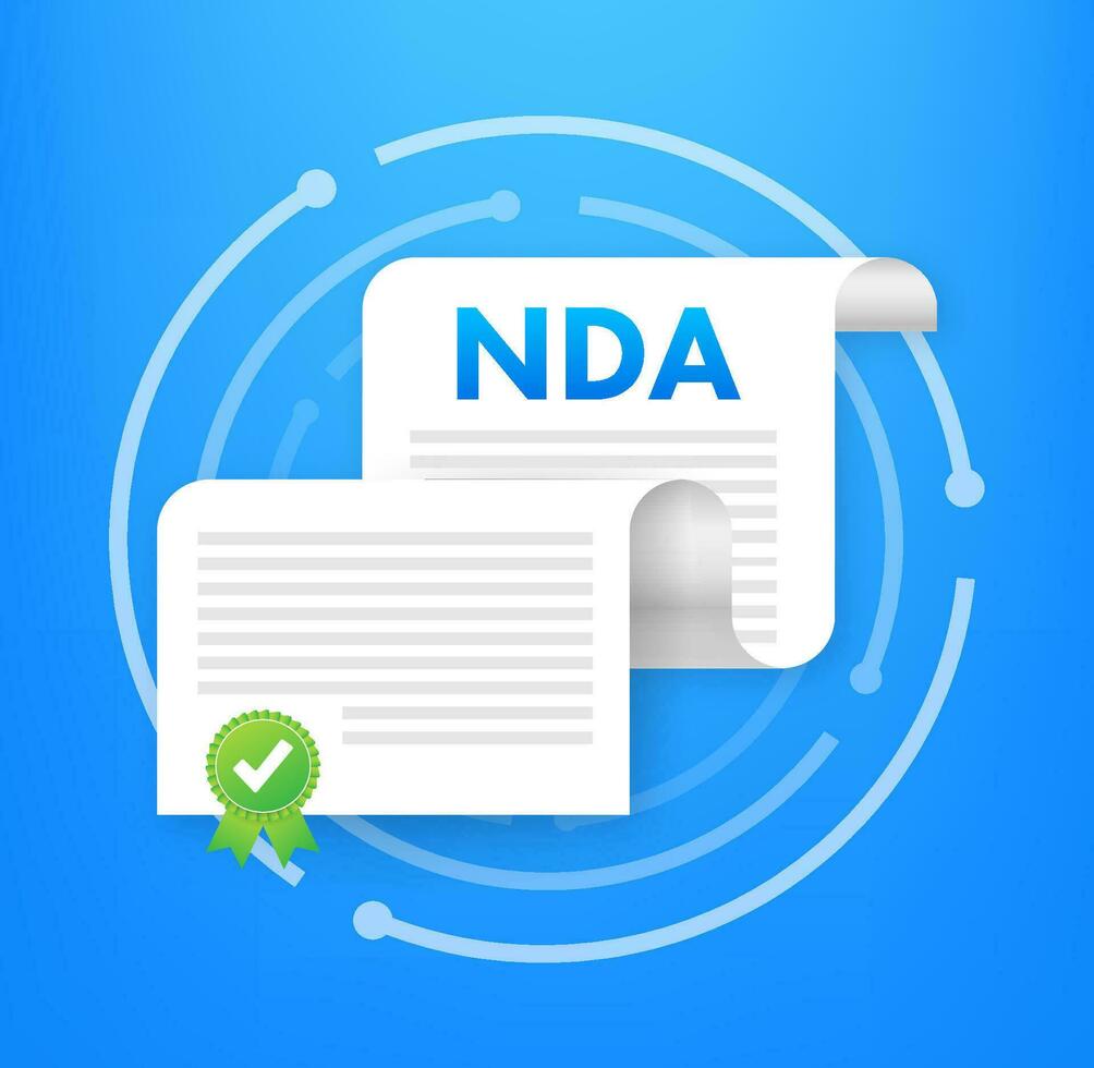 NDA Document, Non disclosure agreement, Privacy document. Vector stock illustration