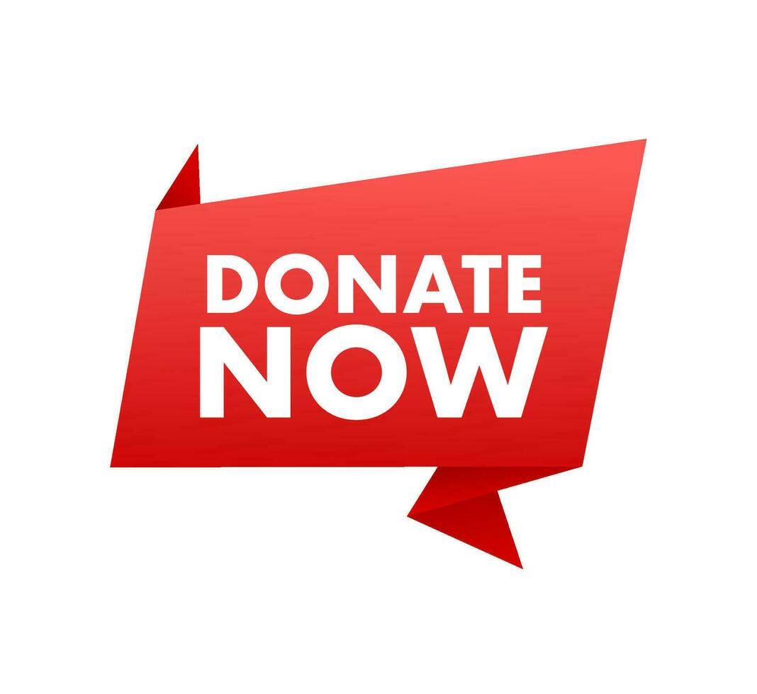 Donate now sign, label. Vector stock illustration