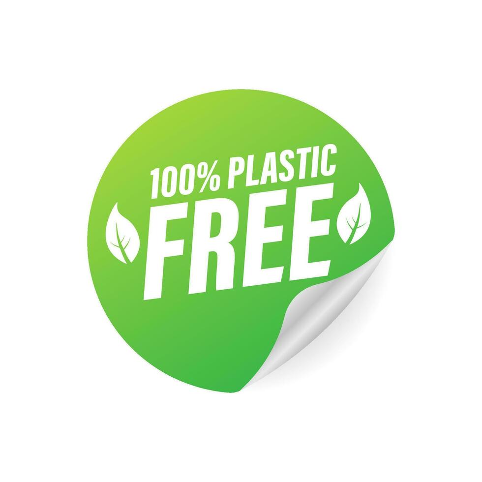 Plastic free green icon badge. Bpa plastic free chemical mark. Vector illustration