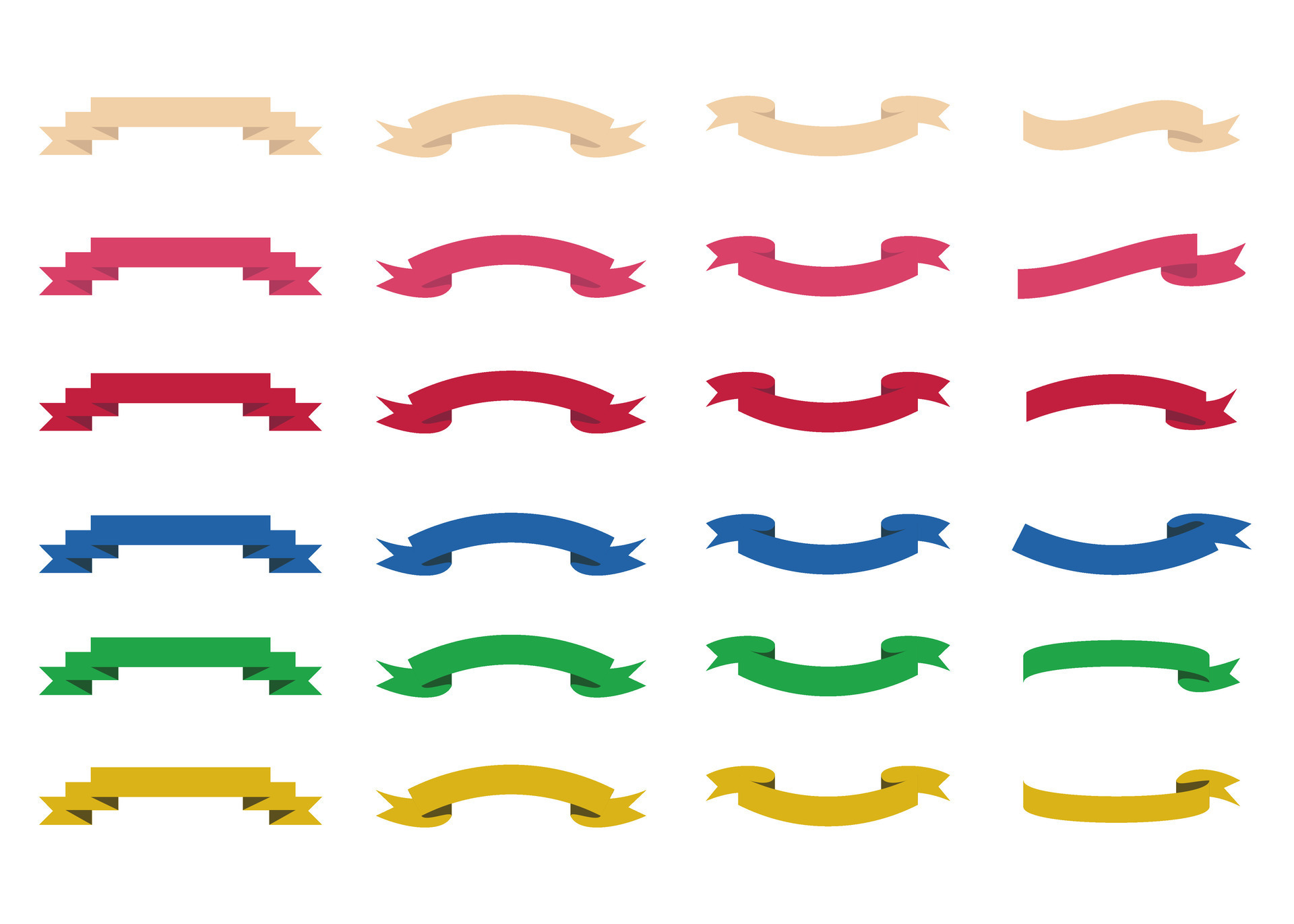 Set of colored ribbons in different shapes and sizes. Vector illustration. 29894064 Vector Art
