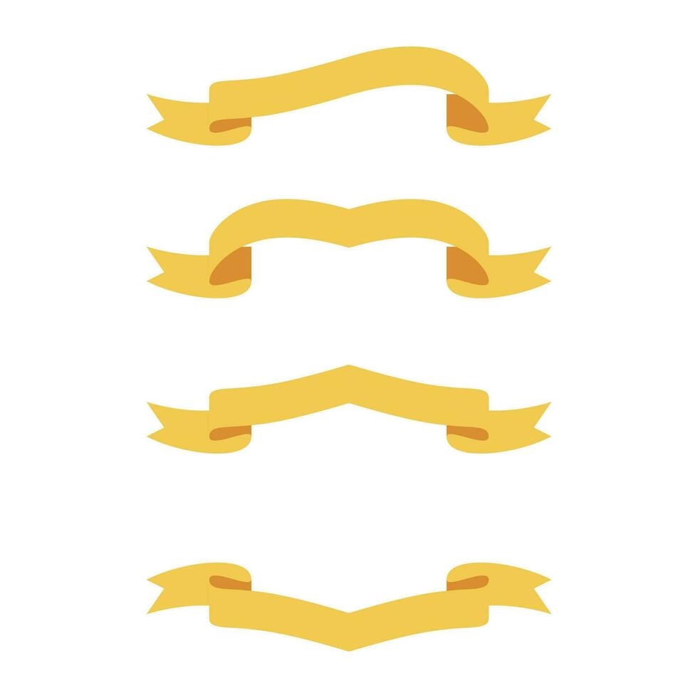 Set of gold ribbon banners isolated on white background. Vector illustration.