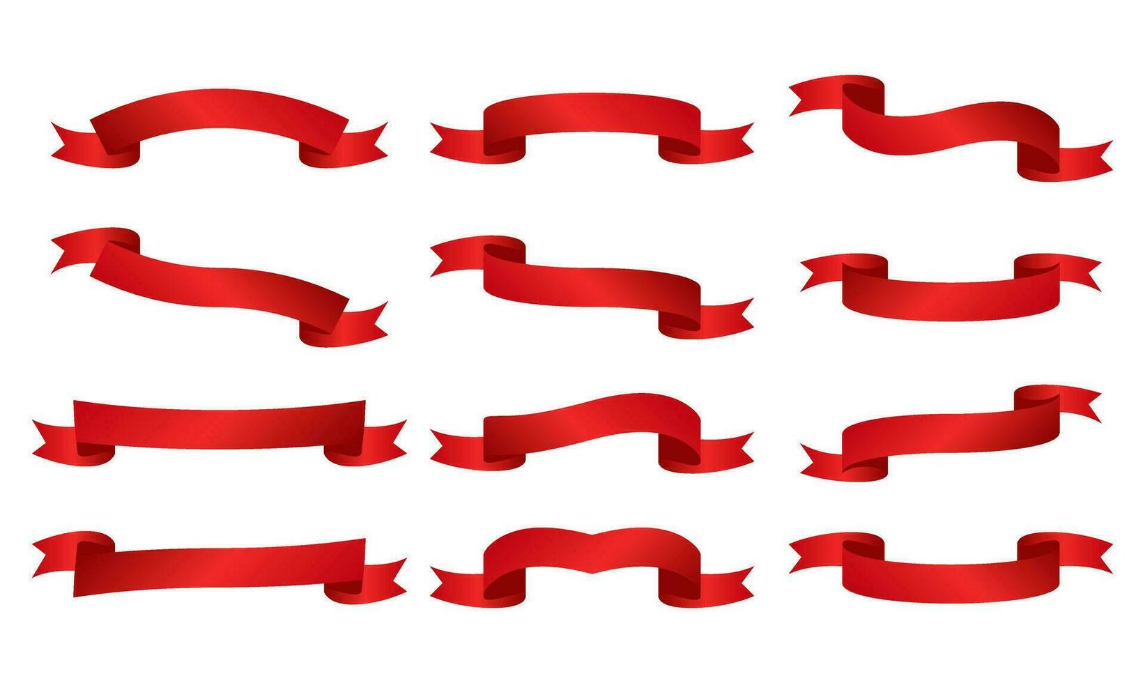 red ribbon set blank template collection. ribbon designs modern vector illustration