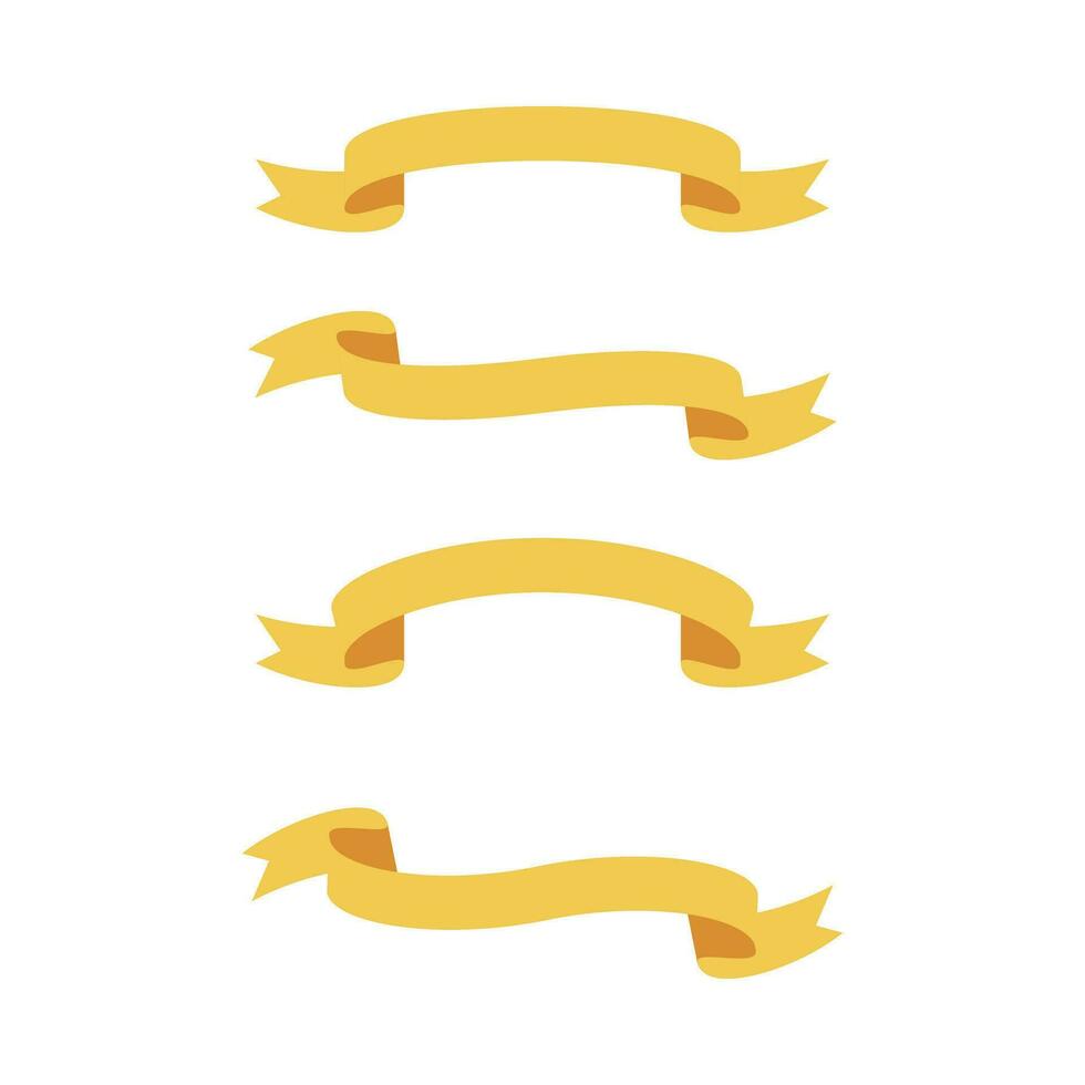 golden ribbons set vector illustration