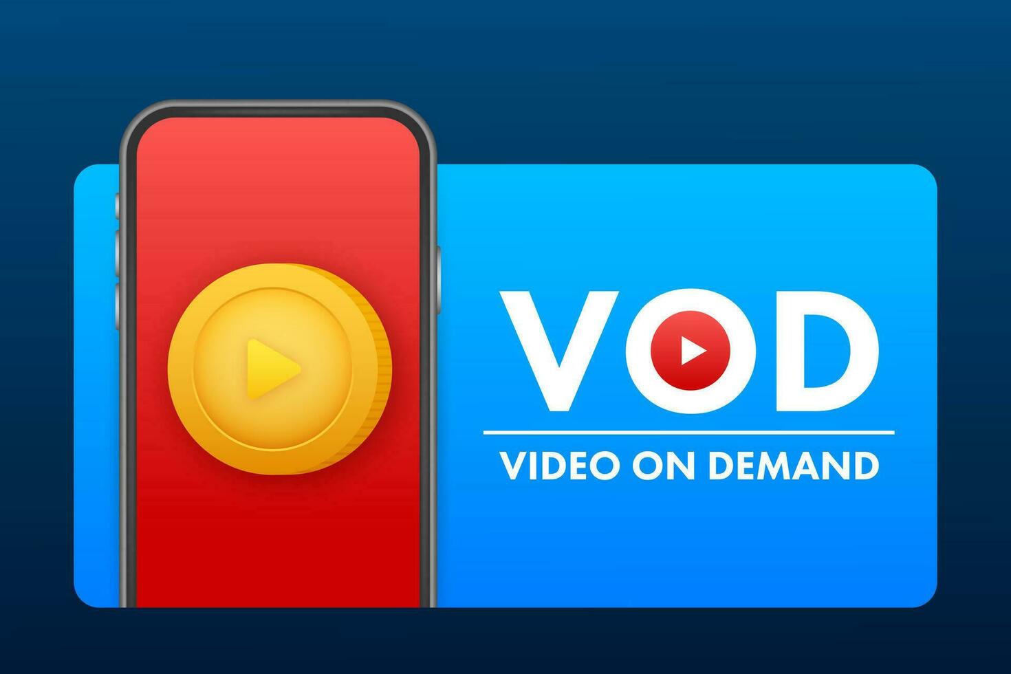 VOD   Video On Demand , Video monetization. Vector stock illustration