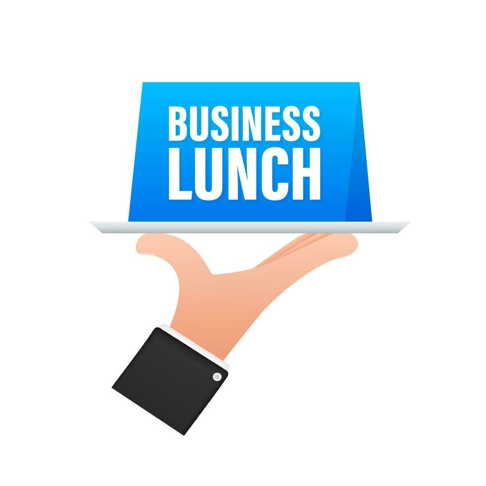 Flat icon with business lunch on white background for cover design. Cooking background. Vector icon. Vector logo
