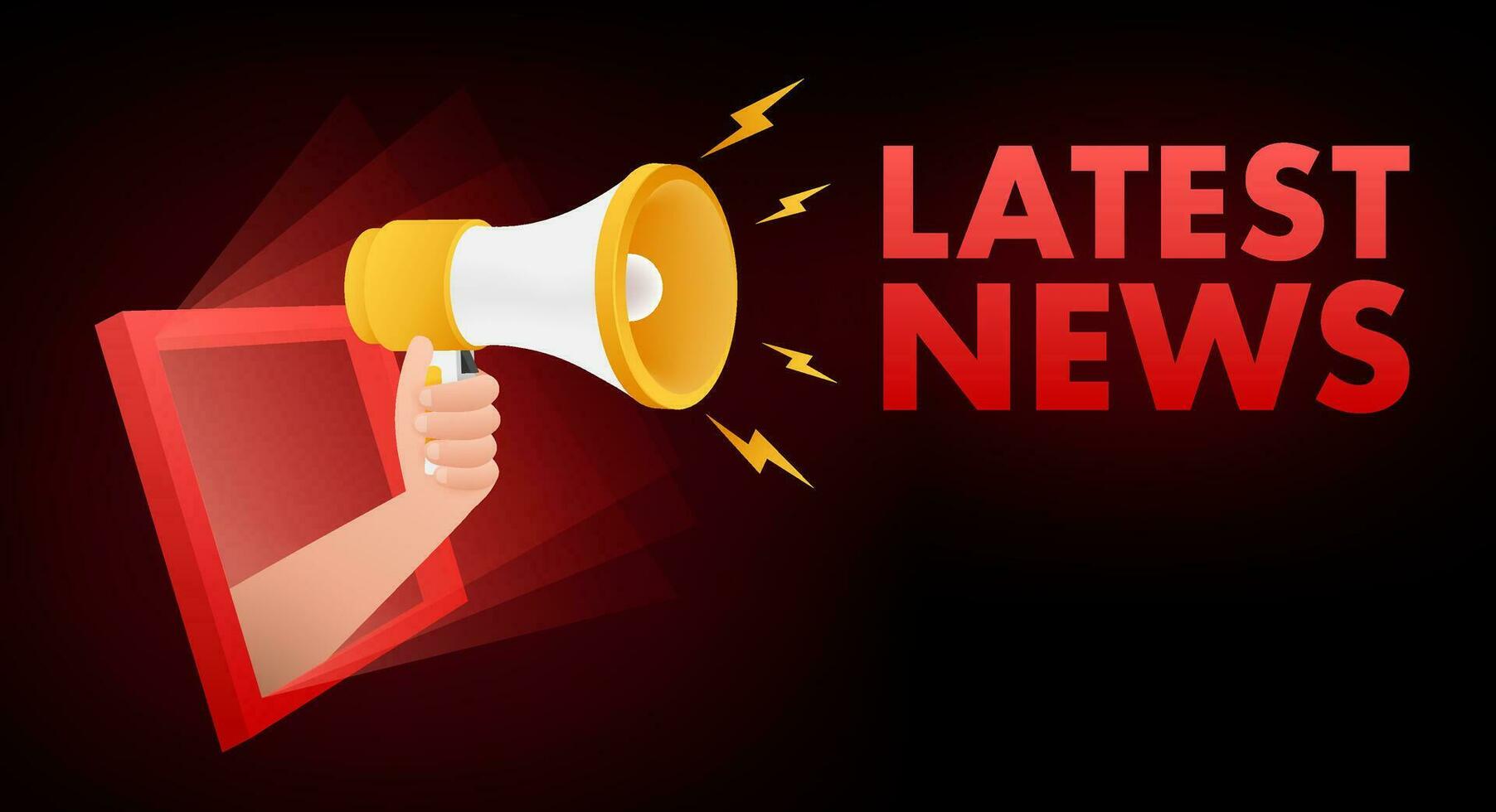 Megaphone label with latest news. Megaphone banner. Web design. Vector stock illustration