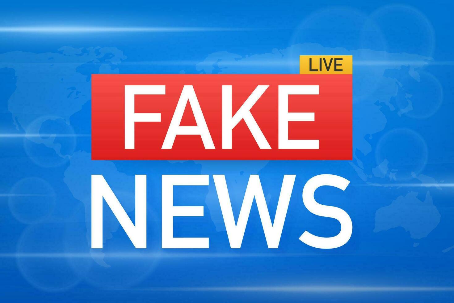 Fake News Live on World Map Background. Vector Illustration