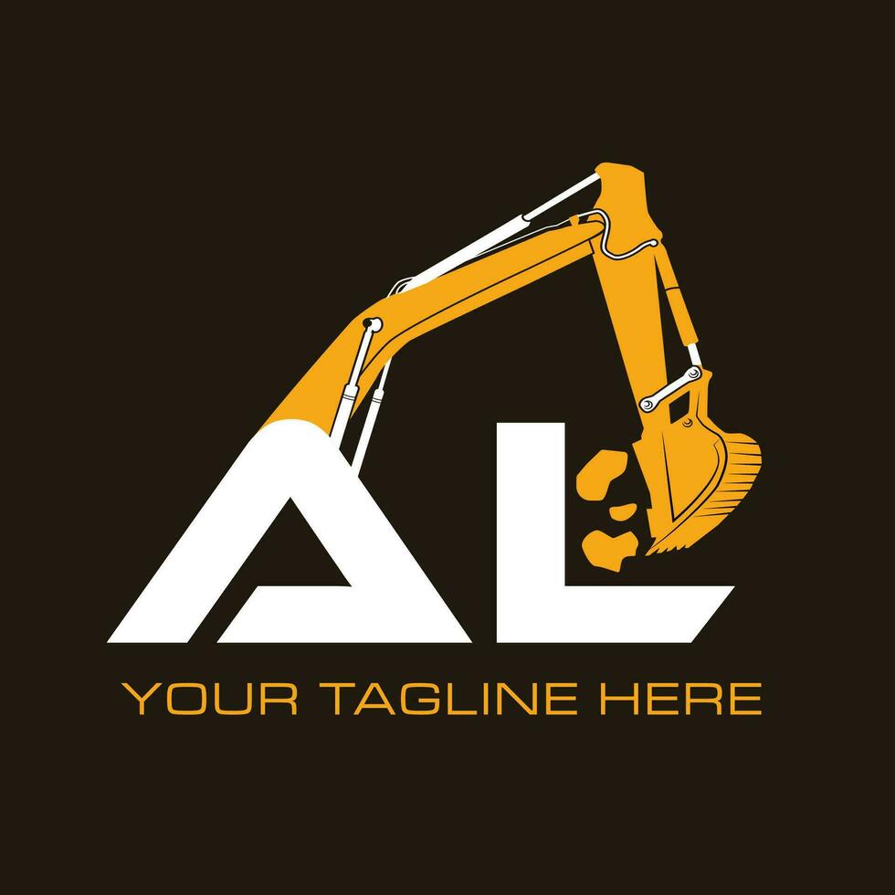 construction excavator logo template, construction excavator logo elements, construction excavator vector illustration