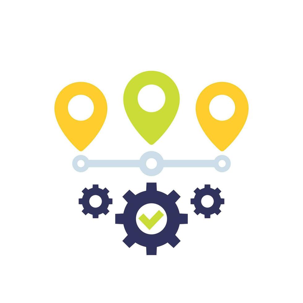 logistics optimization icon, flat vector