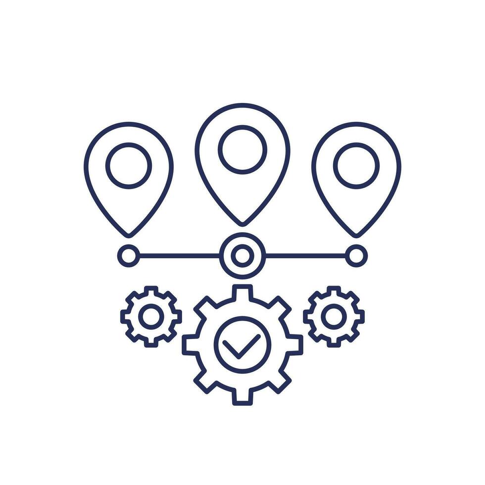logistics optimization line icon, vector