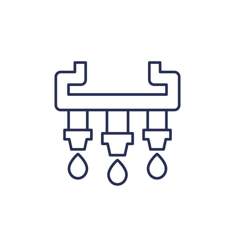 irrigation system, sprinklers line icon vector