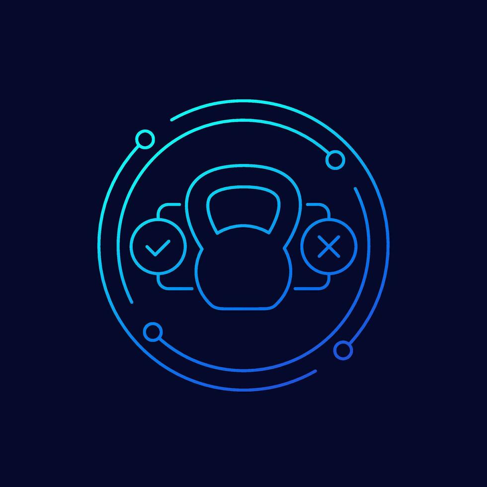 Pros and cons of strength training icon, linear design vector