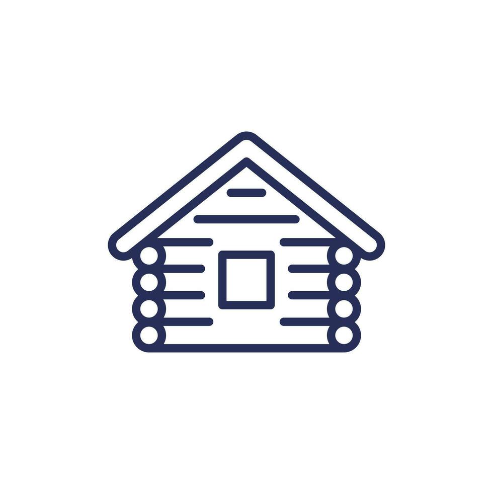 log cabin line icon, wooden hut vector