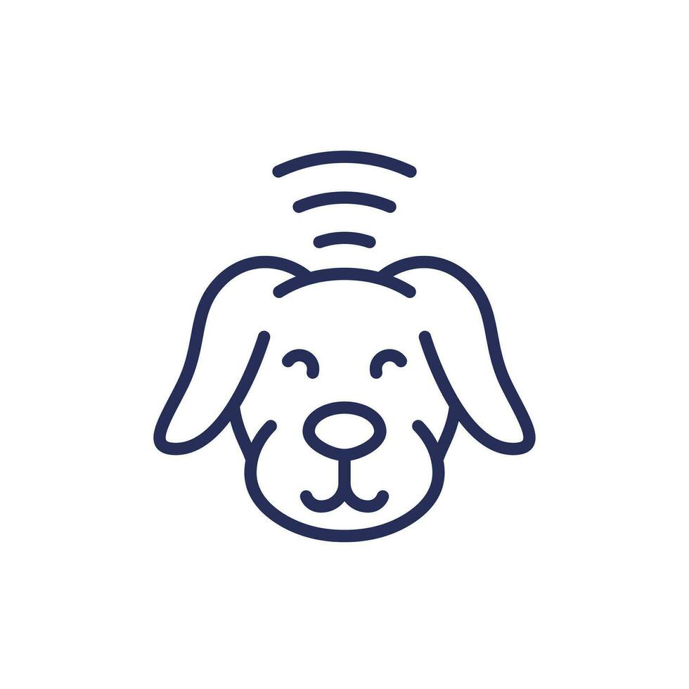 dog with microchip line icon vector