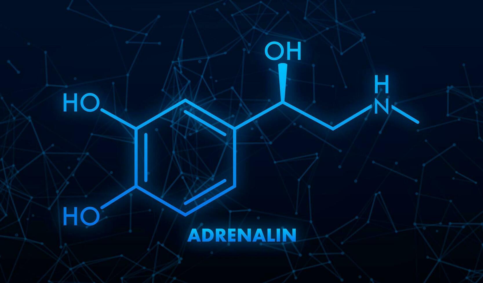 adrenalina o adrenalina, epinefrina neurotransmisor molécula. esquelético fórmula.vector ilustración. vector