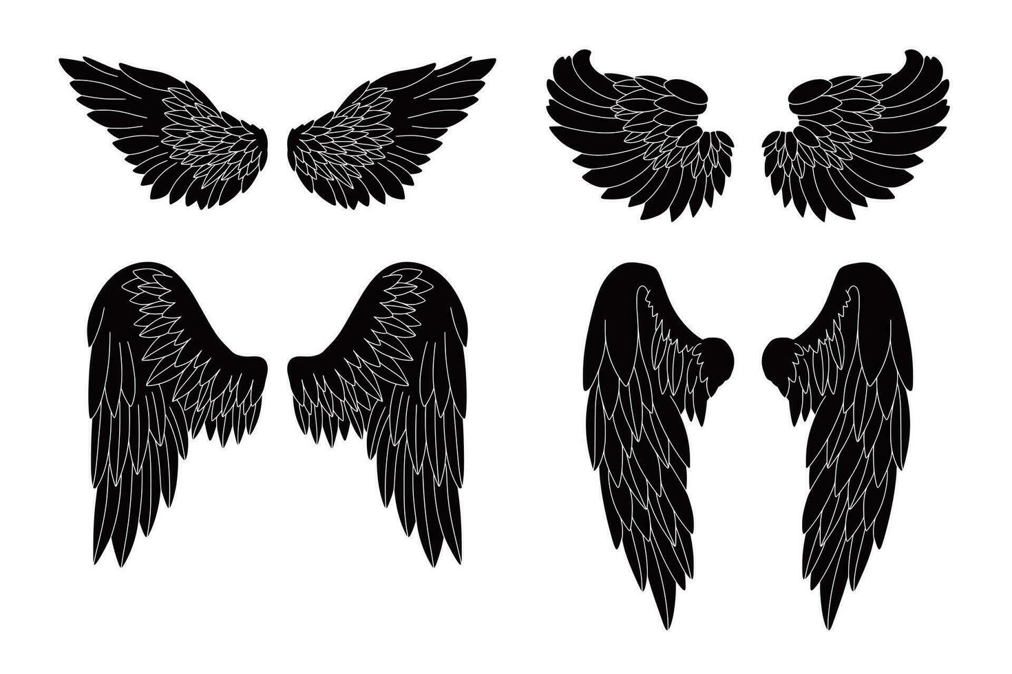 Angel wings silhouette black and white vector