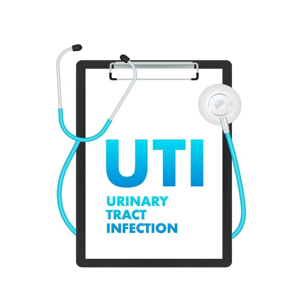 UTI   Urinary tract infection label, medical concept. Vector stock illustration