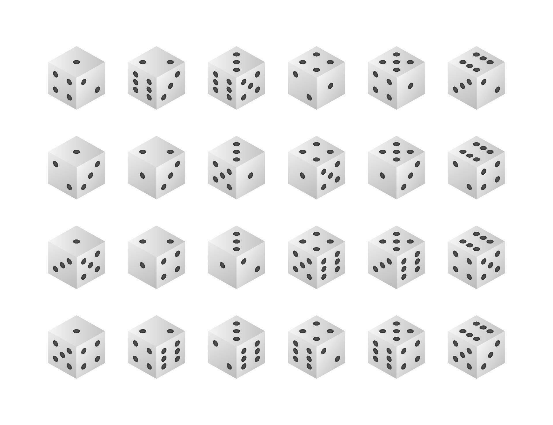 Dice collection. Game dice, cubes. Casino and betting. Vector stock