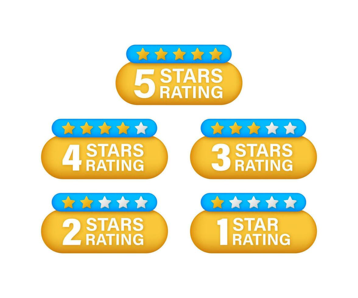 4 star rating. Badge with icons on white background. Vector stock illustration.