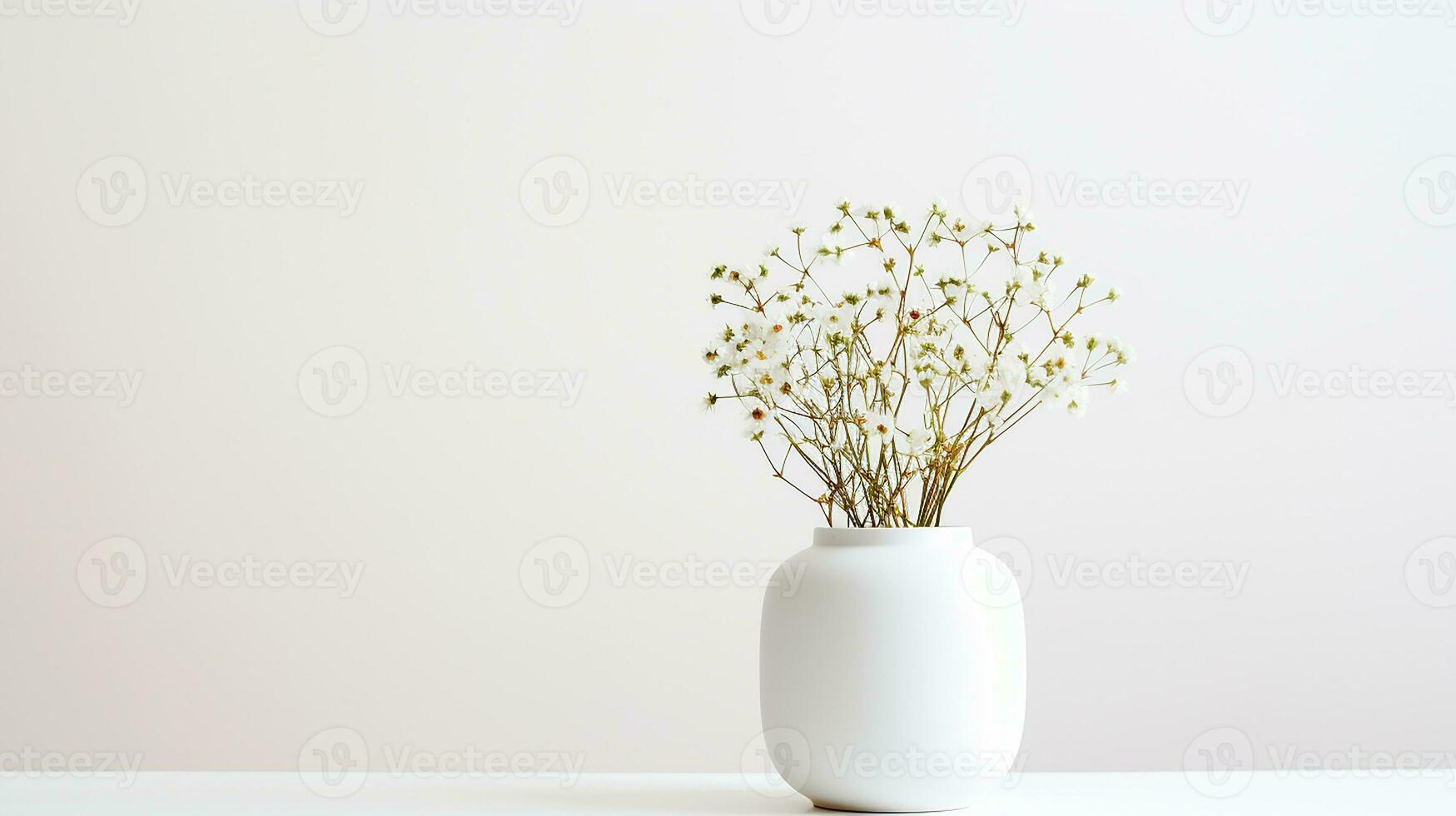 Photo of Gypsophila flower in pot isolated on white background. Generative AI