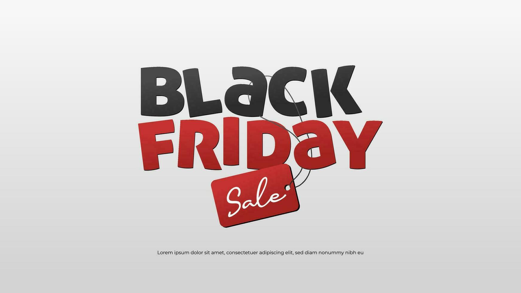 Simple Black Friday Title Typography Banner With Sale Tag Illustration Concept vector