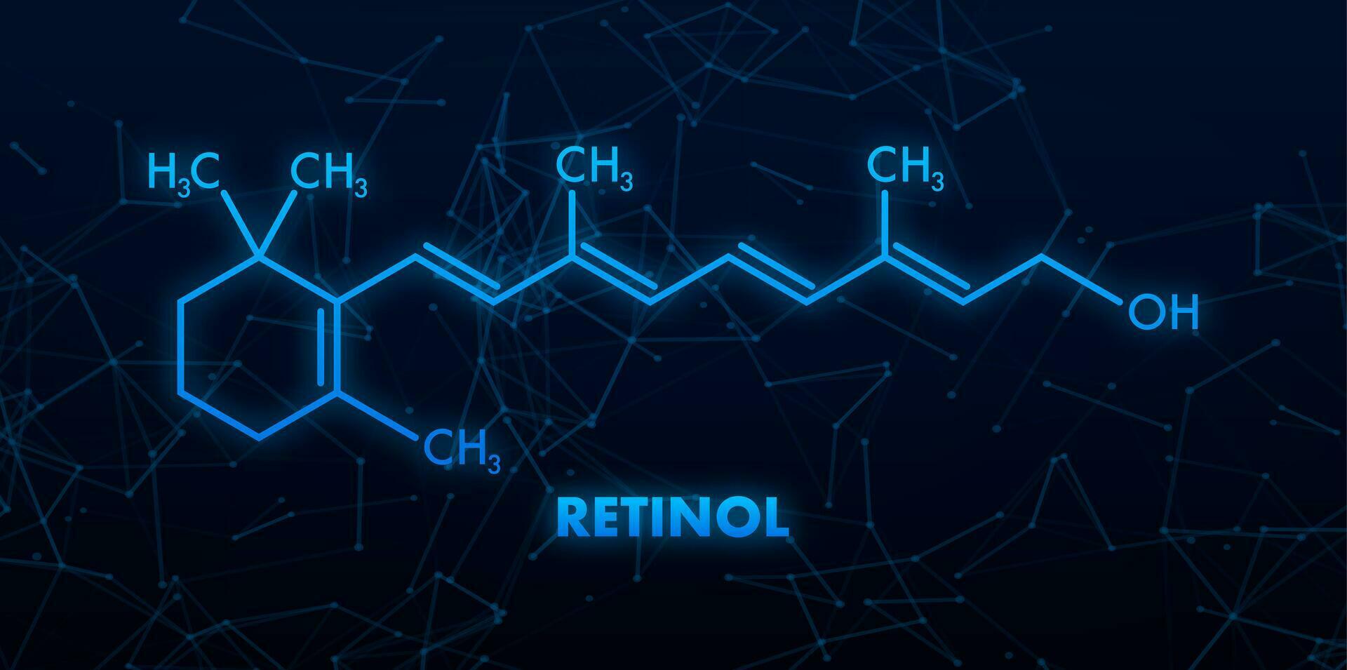 Icon with retinal formula. Retinal true vitamin A , formula C20H30O. vector