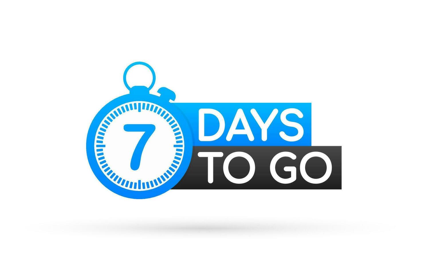 Seven days to go flat icon. Vector stock illustration