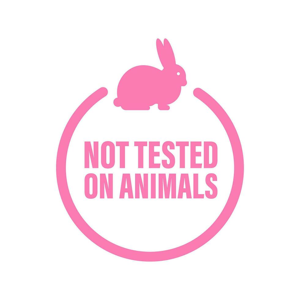 Not tested on animals. Cruelty free Pink banner. Vegan emblem. Packaging design. Natural product. Vector stock illustration.
