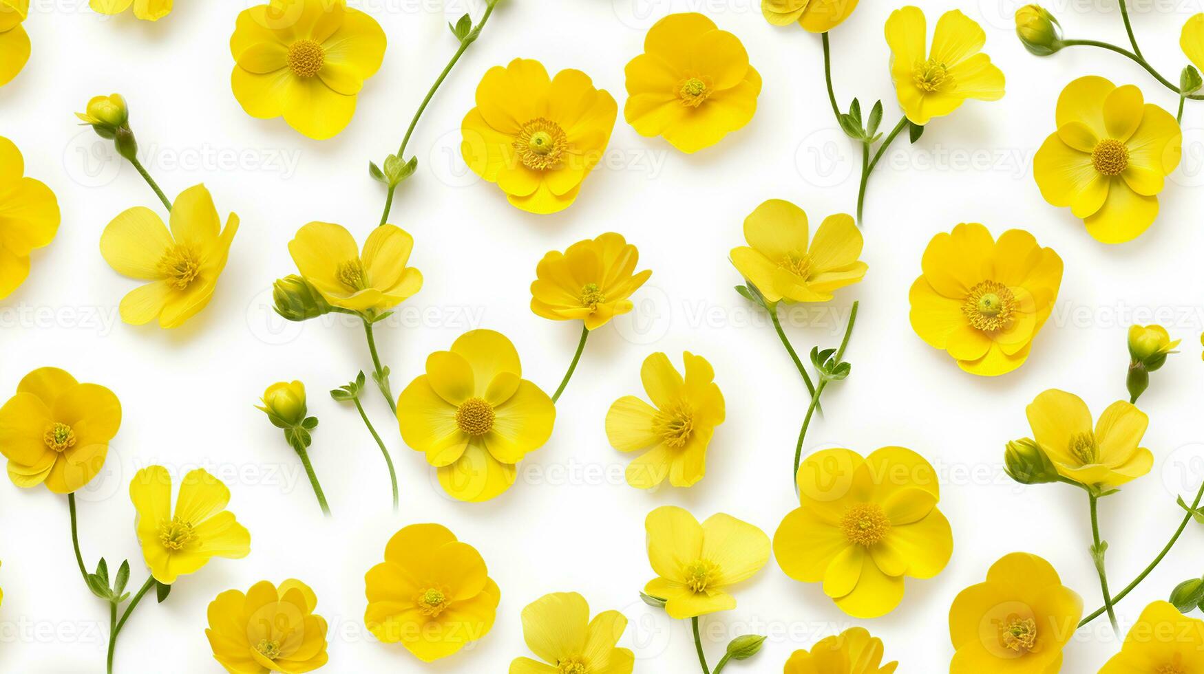 Buttercup flower flower pattern background. Flower background texture. Generative AI photo
