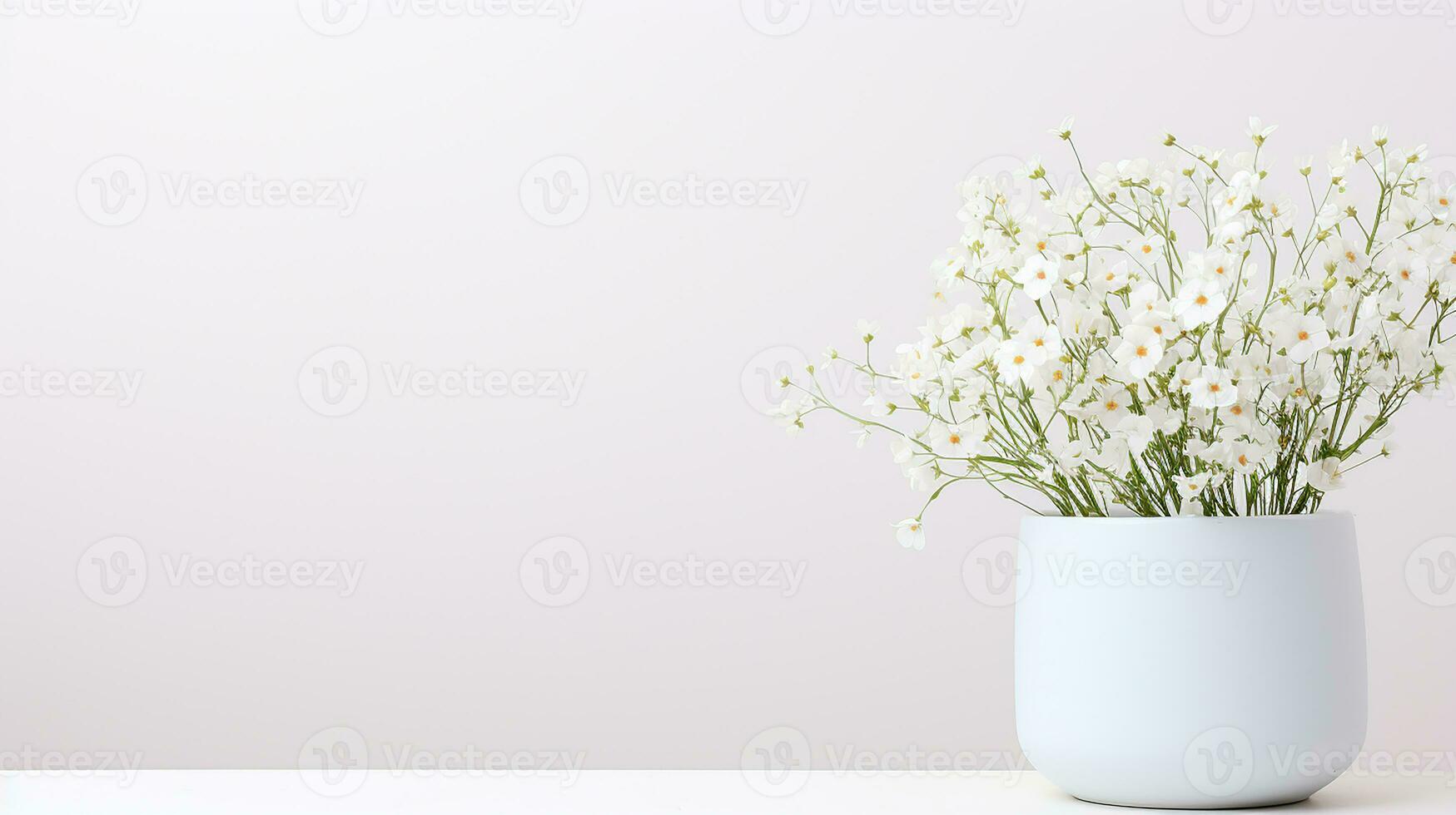 Photo of Gypsophila flower in pot isolated on white background. Generative AI