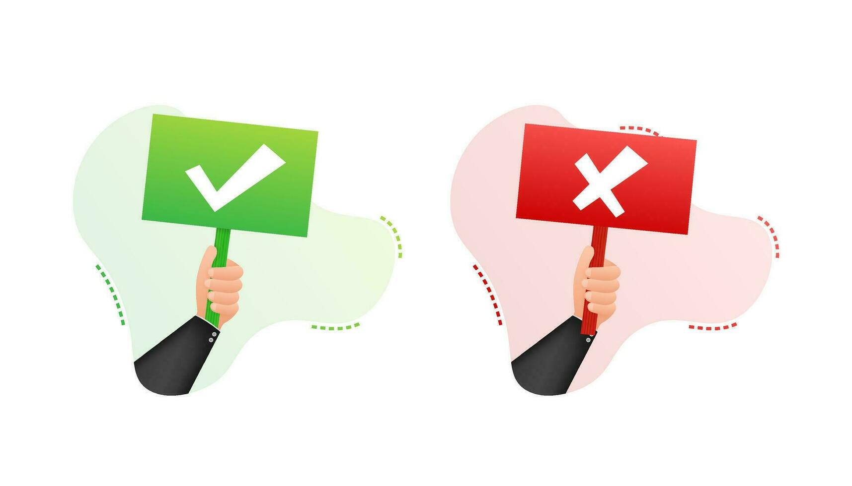 Hand holding placard Yes and No. Vector stock illustration