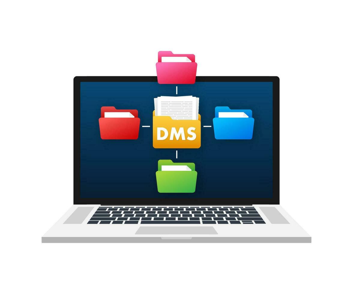 DMS document management system. Digital business. Cloud storage icon. Digital data. Vector stock illustration