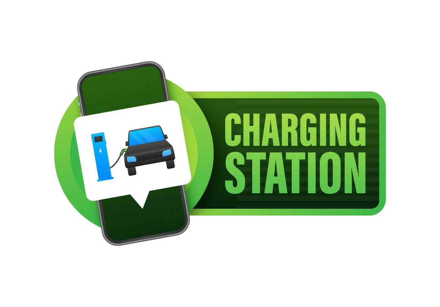 EV charging station banner. Vector stock illustration.