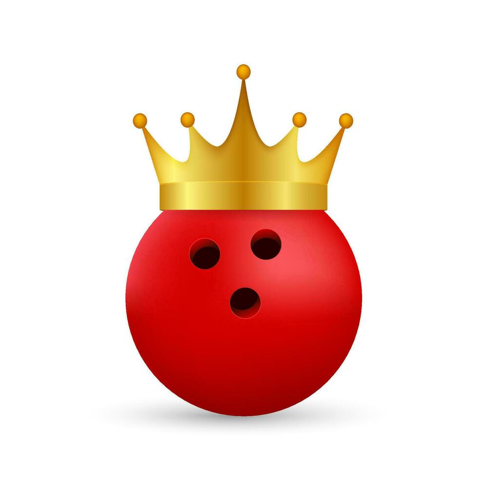 Bowling Ball in Golden Royal Crown, king of sport. Vector stock illustration