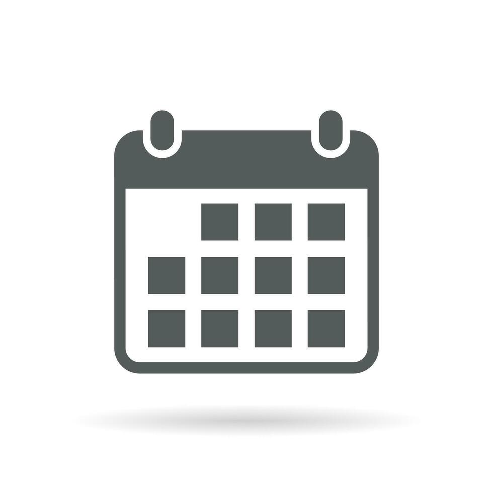 calendario, fecha icono vector aislado en blanco antecedentes. calendario firmar símbolo