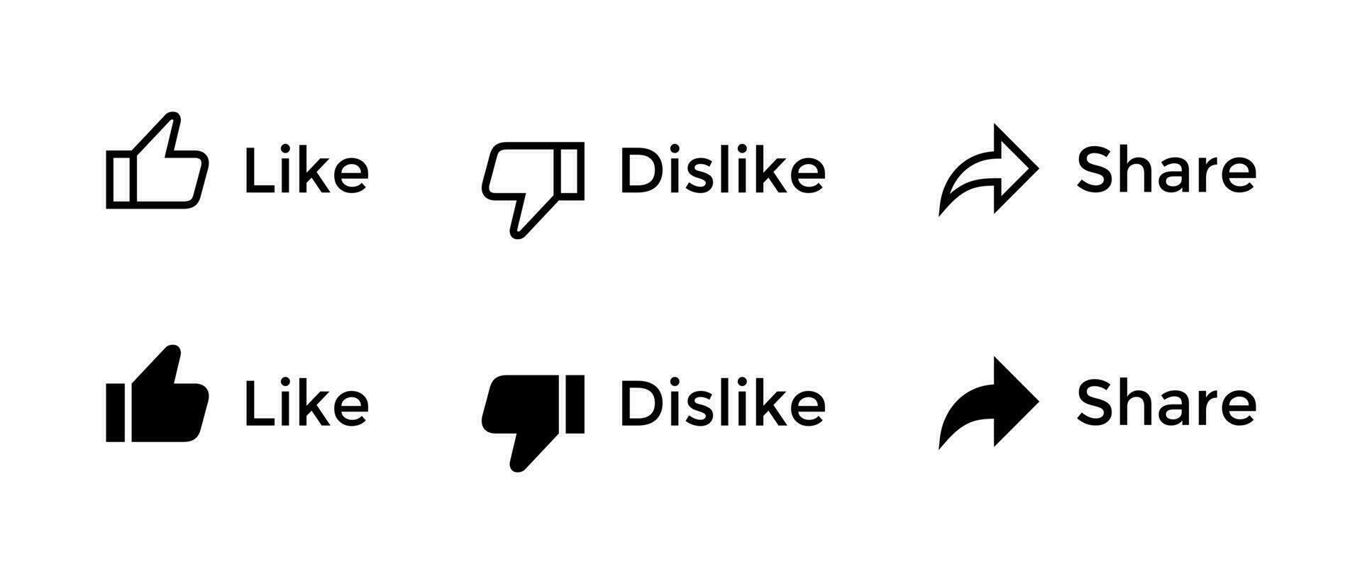 Like, dislike, and share icon vector. Elements of streaming video channel UI app vector