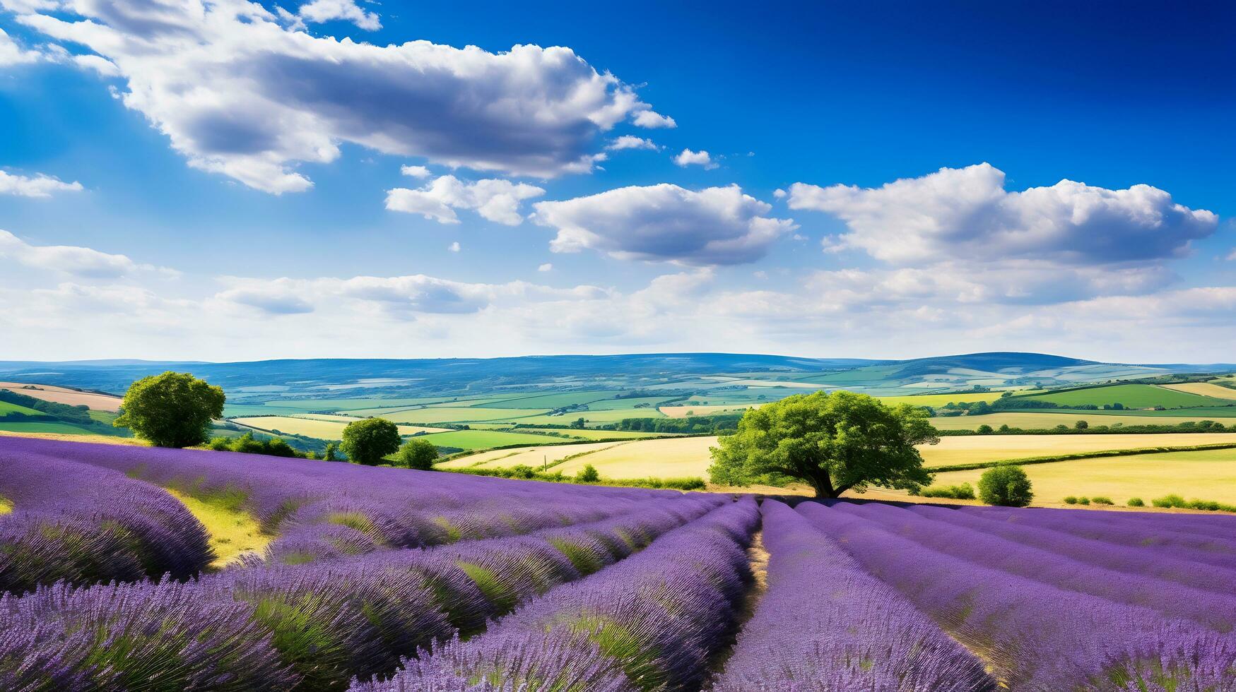 Idyllic and charm of rolling countryside landscape photo