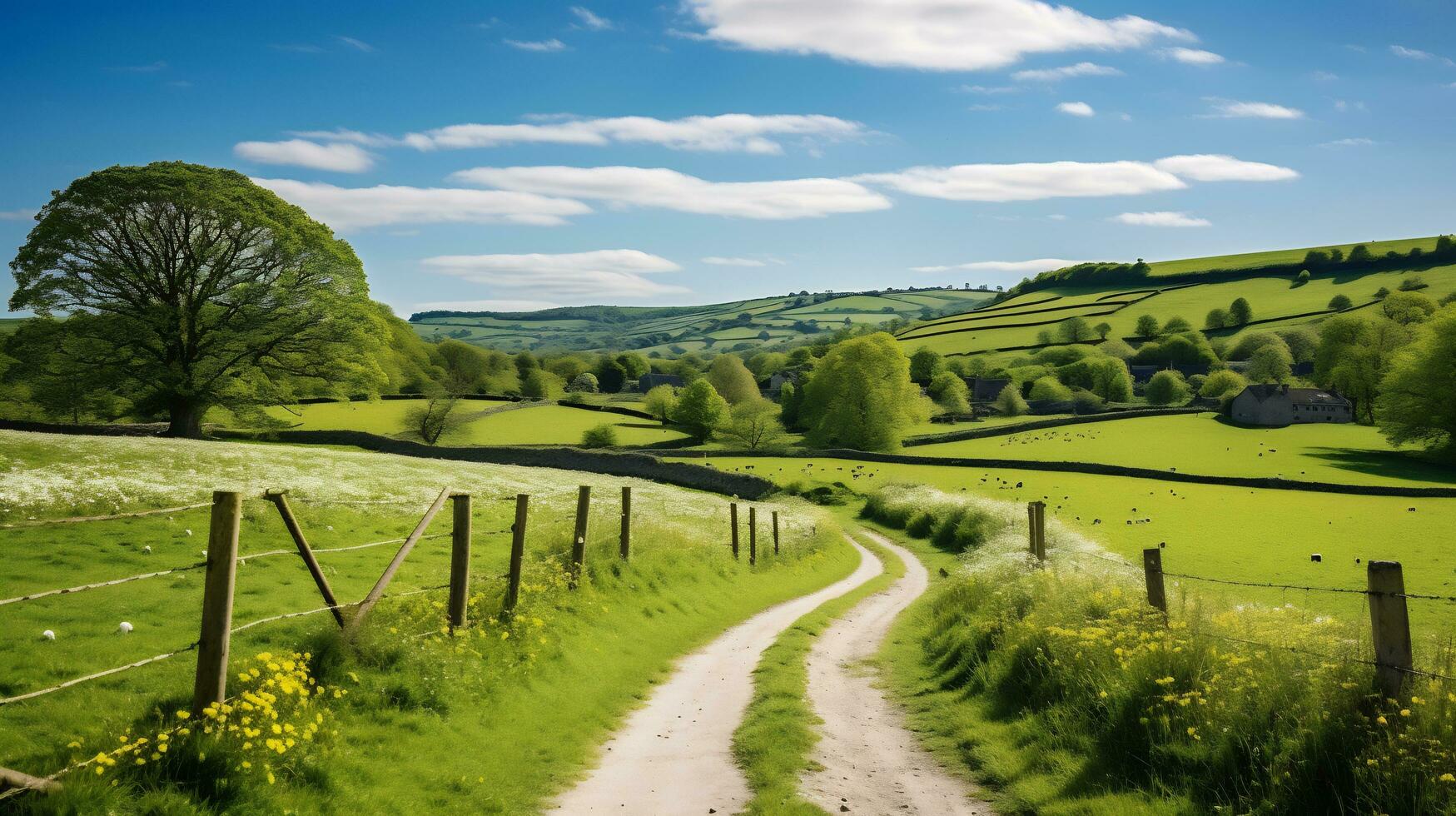 Idyllic and charm of rolling countryside landscape photo