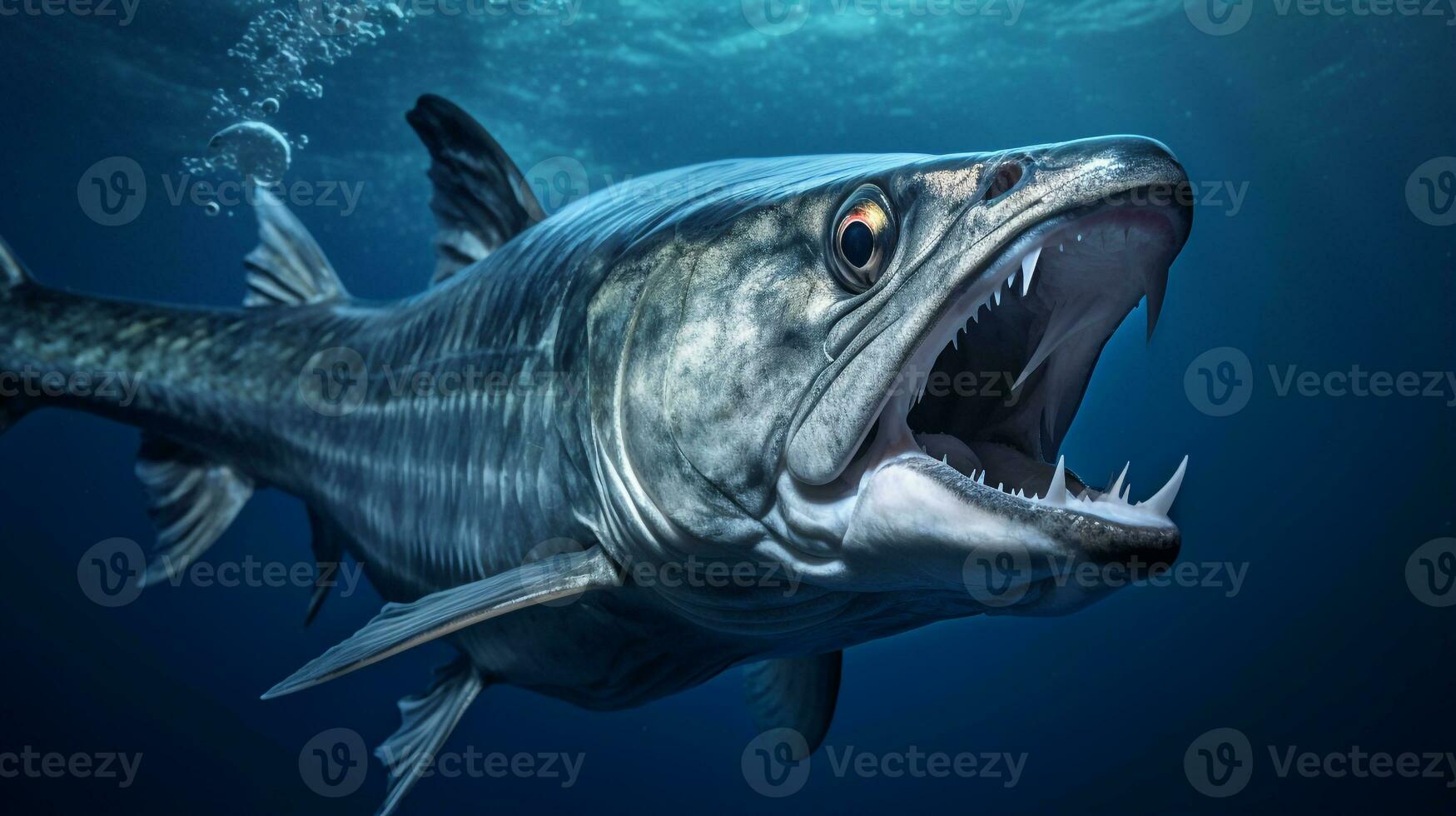 Wildlife photography of Photo of Barracuda. Generative AI