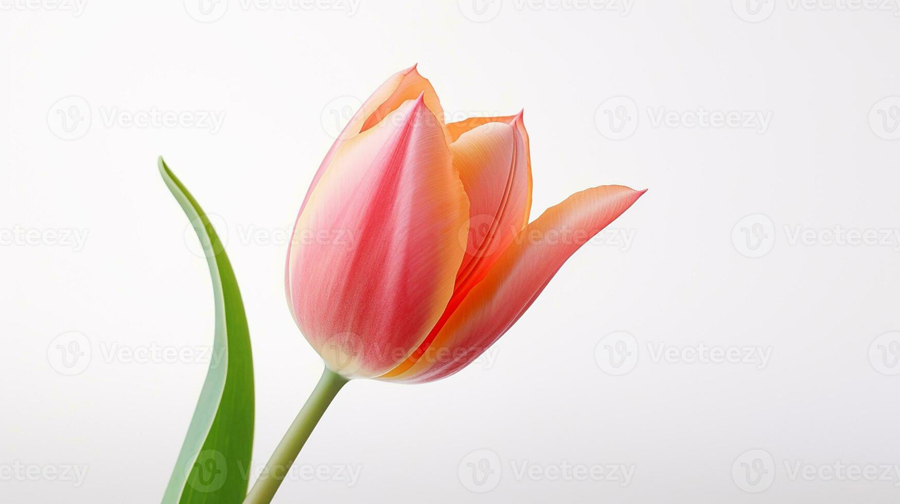 Photo of beautiful Tulip flower isolated on white background. Generative AI