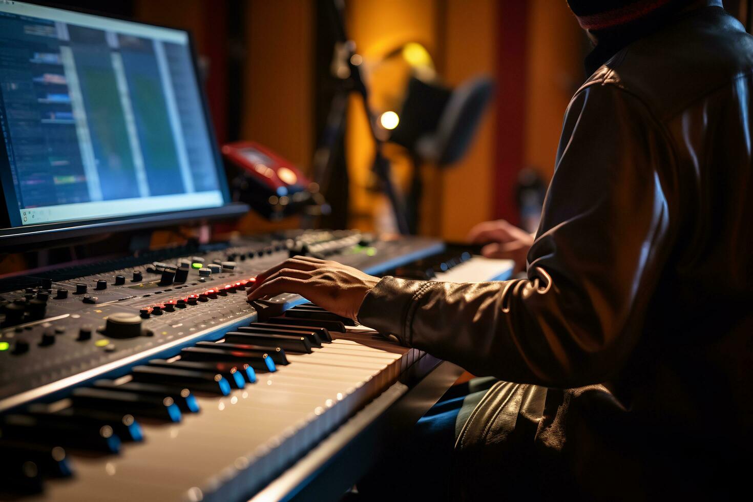 images of behind the scenes moments in recording studios photo