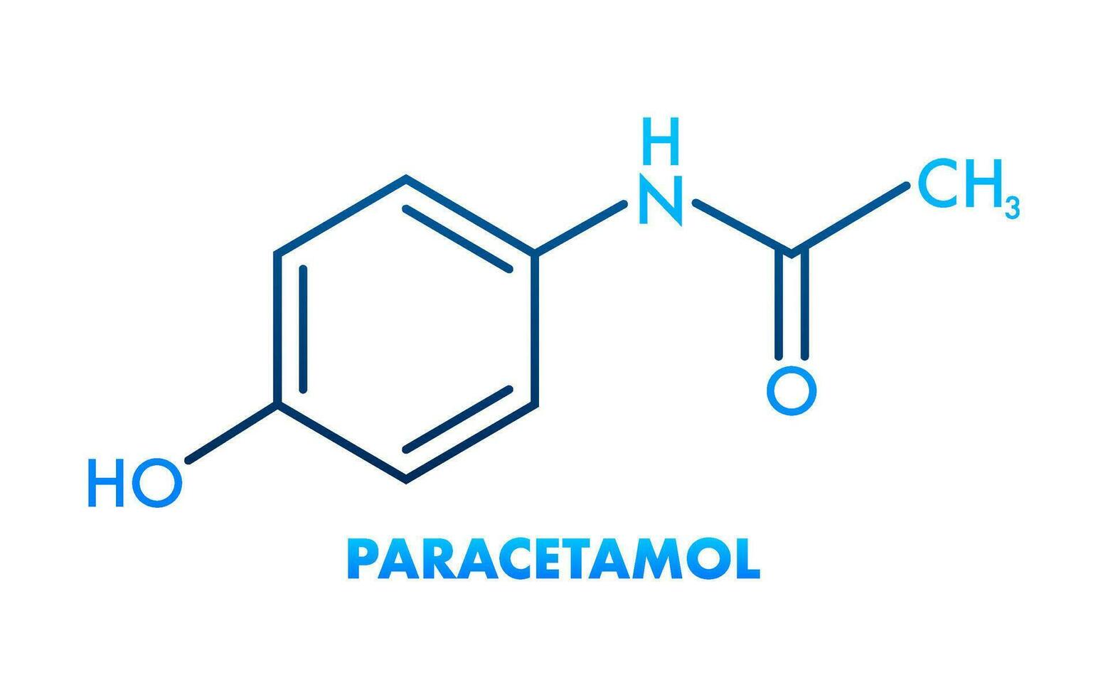 Paracetamol formula for medical design. Paracetamol chemical formula on white background. vector