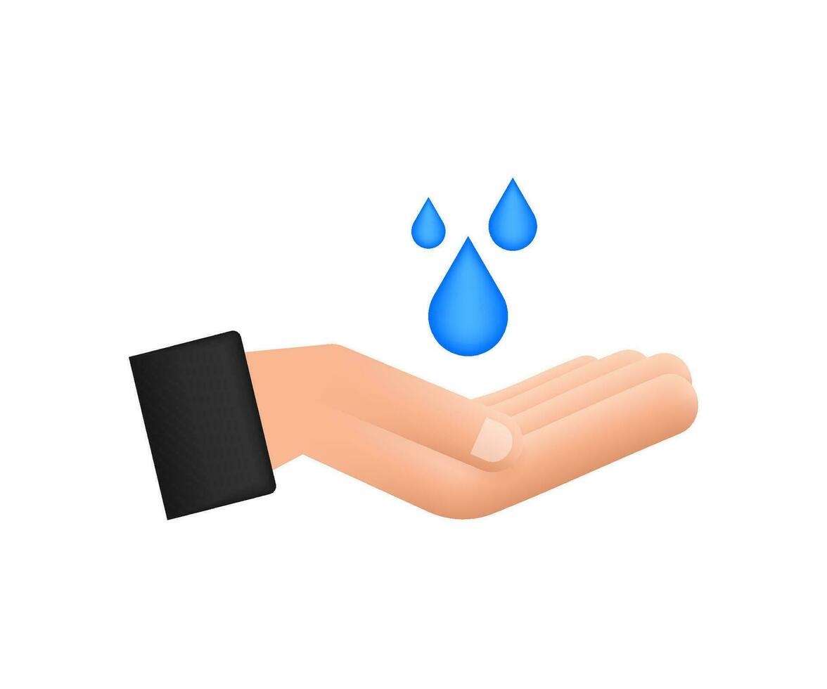 Hand drawn water drop in hands for banner design. Planet earth. Save earth water vector