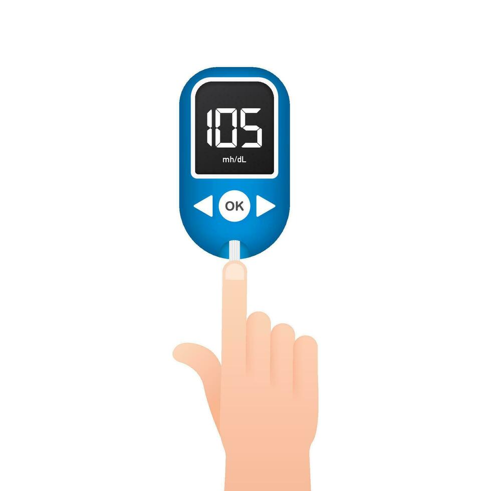 Blood glucose meter level test. Diabetes glucometer. Abstract concept graphic web banner element. Vector illustration