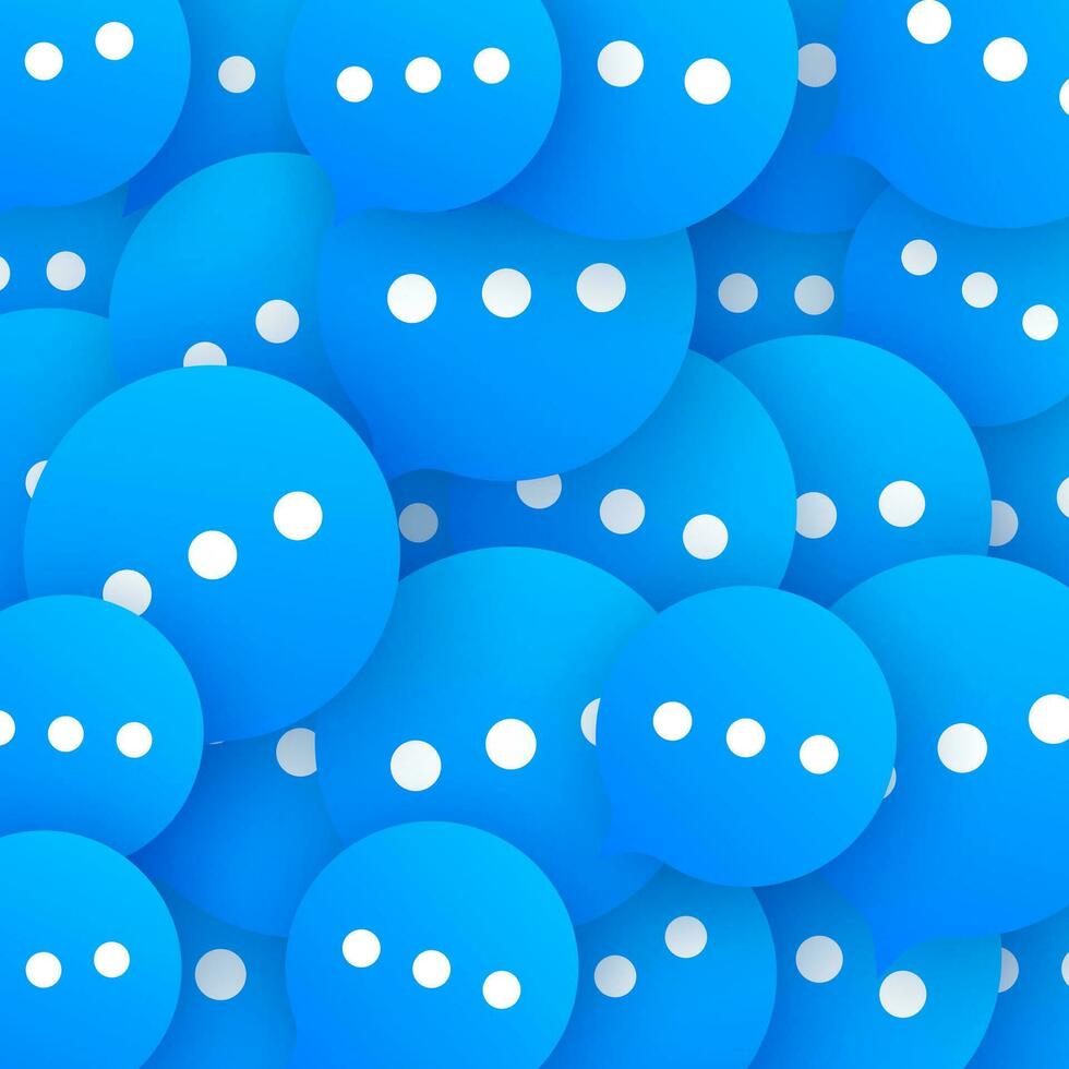 Live chat speech bubbles sticker style. Blue chat bubbles pattern. Vector stock illustration